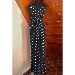 J.Crew Strappy Wide-Leg Jumpsuit Black and White Polka Dot sz 4 Tall